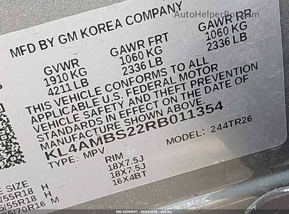 KL4AMBS22RB011354 2024 BUICK ENCORE Gray Widok komory silnika