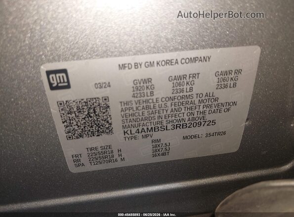 KL4AMBSL3RB209725 2024 BUICK ENCORE Gray ძრავის განყოფილების ხედი