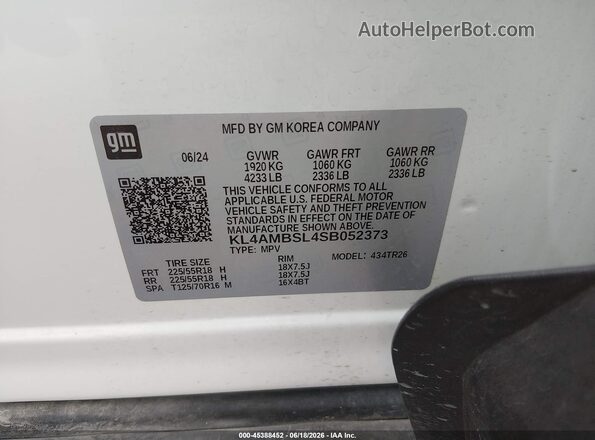 KL4AMBSL4SB052373 2025 BUICK ENCORE White Widok komory silnika