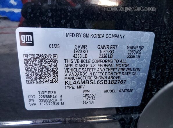 KL4AMBSL6SB182767 2025 BUICK ENCORE Black VIN կոդի պիտակի տեսք