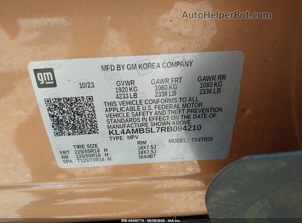 KL4AMBSL7RB094210 2024 BUICK ENCORE Orange Widok komory silnika