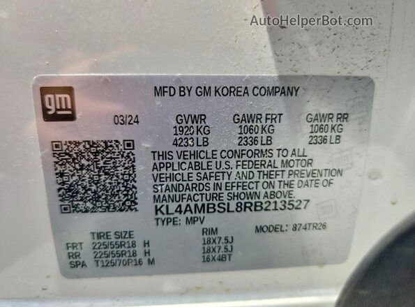 KL4AMBSL8RB213527 2024 BUICK ENCORE White ძრავის განყოფილების ხედი