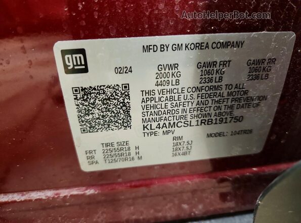 KL4AMCSL1RB191750 2024 BUICK ENCORE Red Սալոնի 360 աստիճան տեսք