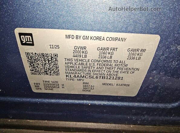 KL4AMCSL6TB121281 2026 BUICK ENCORE Blue 