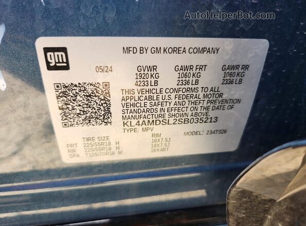 KL4AMDSL2SB035213 2025 BUICK ENCORE Blue Շարժիչի բաժամունքի տեսք