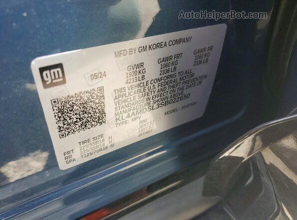 KL4AMDSL3SB022650 2025 BUICK ENCORE Blue VIN կոդի պիտակի տեսք