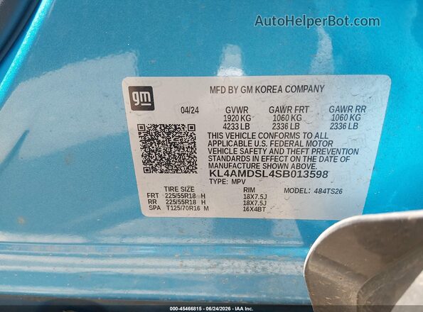 KL4AMDSL4SB013598 2025 BUICK ENCORE Blue Widok komory silnika