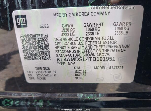 KL4AMDSL4TB191951 2026 BUICK ENCORE Черный Вид подкапотного пространства