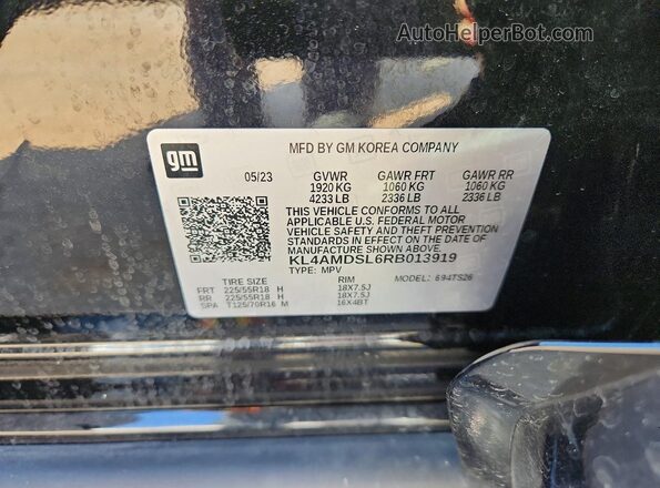 KL4AMDSL6RB013919 2024 BUICK ENCORE Black VIN sticker view