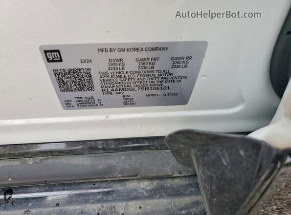 KL4AMDSL7SB106101 2025 BUICK ENCORE White Панорамний вид салону 360°