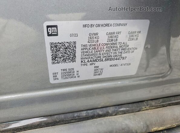 KL4AMDSL8RB044797 2024 BUICK ENCORE Gray VIN sticker view