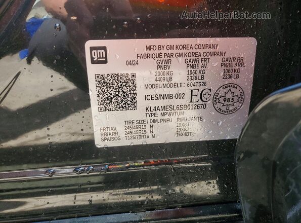 KL4AMESL6SB012670 2025 BUICK ENCORE Black VIN կոդի պիտակի տեսք
