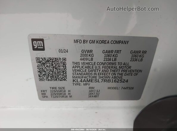 KL4AMESL7RB162524 2024 BUICK ENCORE White Շարժիչի բաժամունքի տեսք