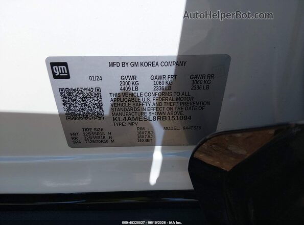 KL4AMESL8RB151094 2024 BUICK ENCORE White Вид підкапотного простору