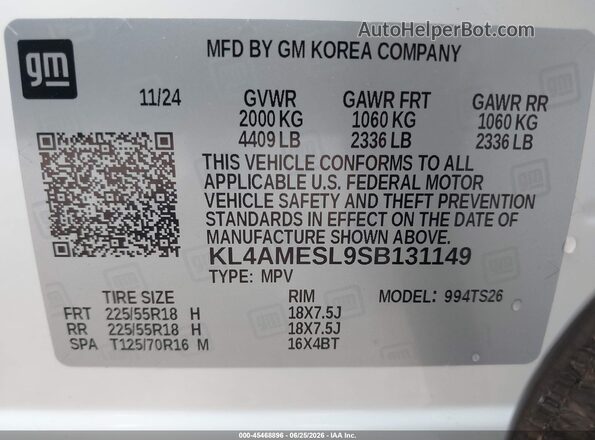 KL4AMESL9SB131149 2025 BUICK ENCORE White Շարժիչի բաժամունքի տեսք