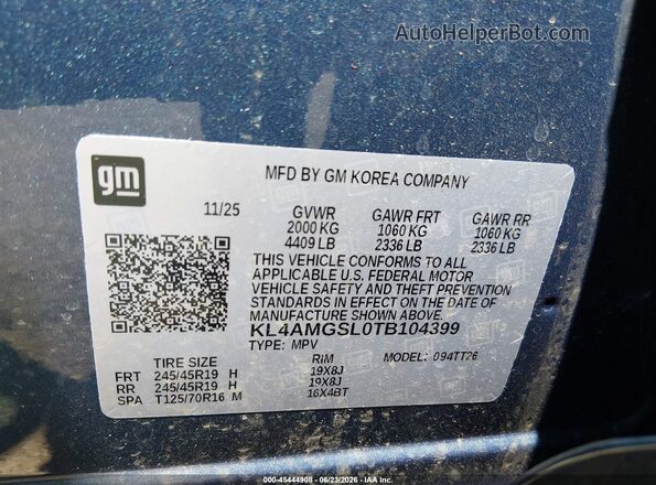 KL4AMGSL0TB104399 2026 BUICK ENCORE Blue Vista del compartimento del motor