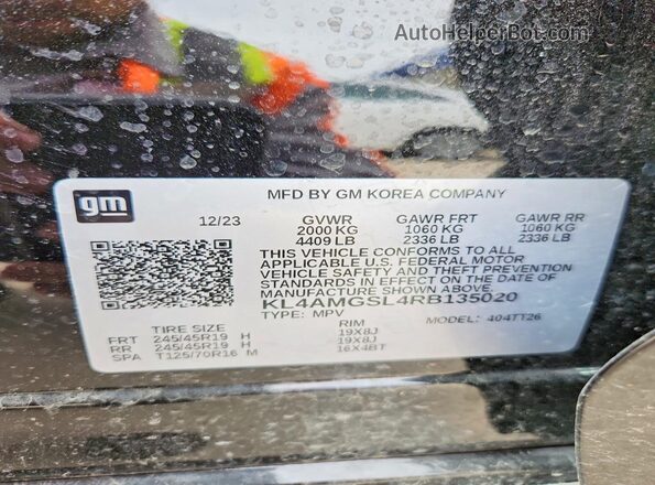 KL4AMGSL4RB135020 2024 BUICK ENCORE Black VIN sticker view