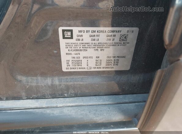 KL4CJASB0GB612934 2016 BUICK ENCORE Gray Vista del compartimento del motor