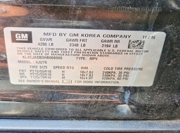 KL4CJASB0HB068906 2017 BUICK ENCORE Черный Вид наклейки с VIN-кодом