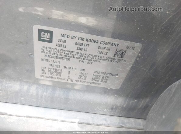 KL4CJASB0KB772899 2019 BUICK ENCORE Gray Widok komory silnika