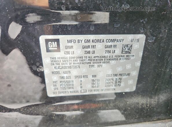 KL4CJASB1KB733576 2019 BUICK ENCORE Black 