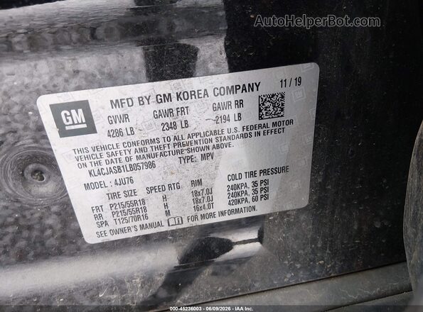 KL4CJASB1LB057986 2020 BUICK ENCORE Черный Вид подкапотного пространства