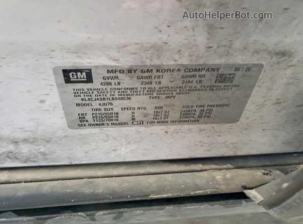 KL4CJASB1LB348536 2020 BUICK ENCORE White 