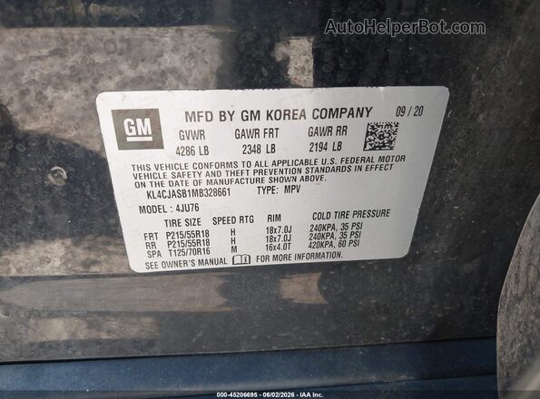 KL4CJASB1MB328661 2021 BUICK ENCORE Black Շարժիչի բաժամունքի տեսք