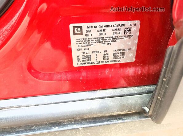 KL4CJASB5JB672117 2018 BUICK ENCORE Red Շարժիչի բաժամունքի տեսք