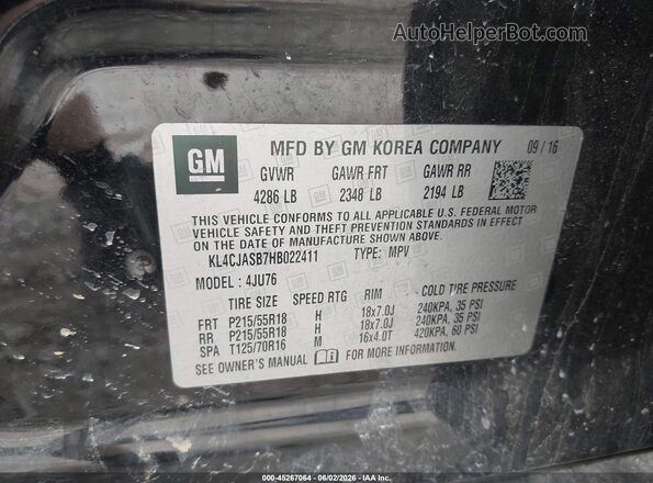 KL4CJASB7HB022411 2017 BUICK ENCORE Black Widok komory silnika
