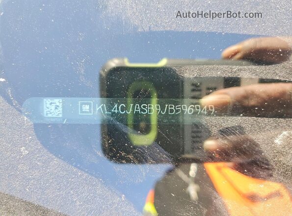 KL4CJASB9JB596949 2018 BUICK ENCORE Blue Widok naklejki z numerem VIN