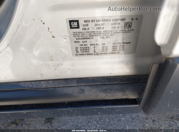 KL4CJASBXKB963147 2019 BUICK ENCORE Silver Vista del compartimento del motor