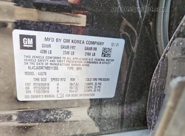 KL4CJASM7NB511355 2022 BUICK ENCORE Черный Вид подкапотного пространства