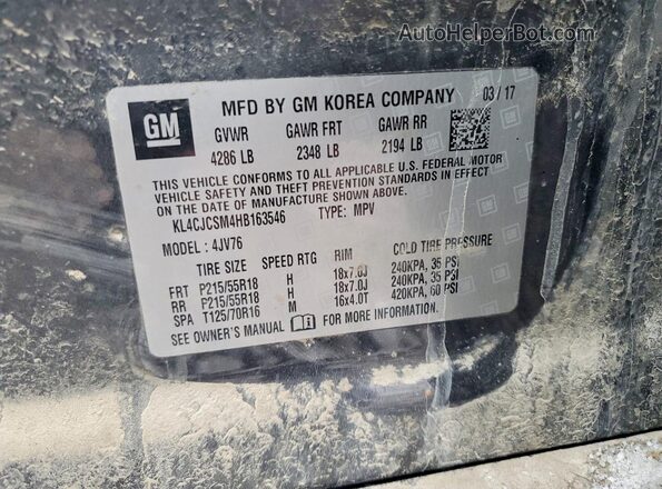 KL4CJCSM4HB163546 2017 BUICK ENCORE Gray Widok komory silnika