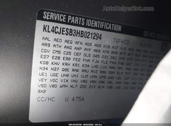 KL4CJESB3HB021294 2017 BUICK ENCORE Brown Widok komory silnika
