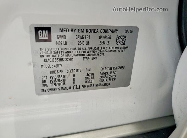 KL4CJESB3HB032294 2017 BUICK ENCORE White 