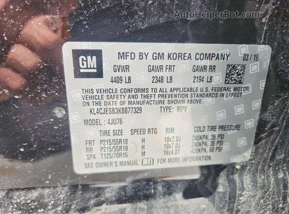 KL4CJESB3KB877329 2019 BUICK ENCORE Черный Вид подкапотного пространства