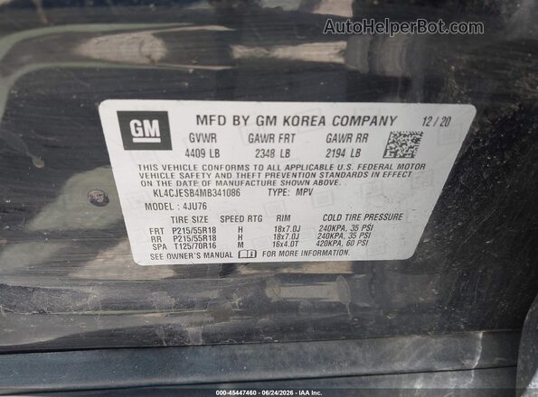 KL4CJESB4MB341086 2021 BUICK ENCORE Blue Engine compartment view