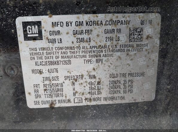 KL4CJESB6KB712620 2019 BUICK ENCORE Черный Вид подкапотного пространства