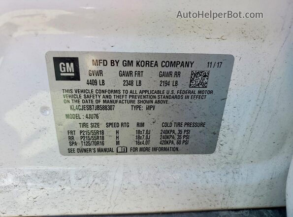 KL4CJESB7JB588307 2018 BUICK ENCORE White 