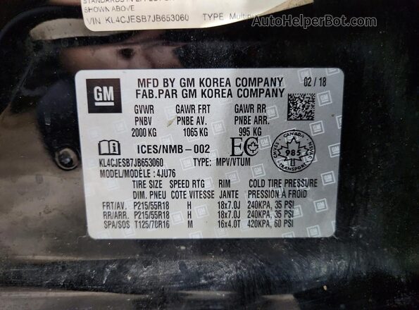 KL4CJESB7JB653060 2018 BUICK ENCORE Black 