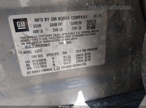 KL4CJESBXKB898047 2019 BUICK ENCORE Black Вид підкапотного простору