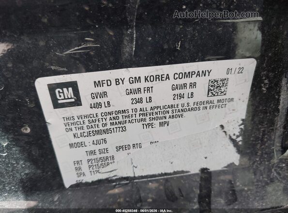KL4CJESM0NB517733 2022 BUICK ENCORE Black Вид підкапотного простору