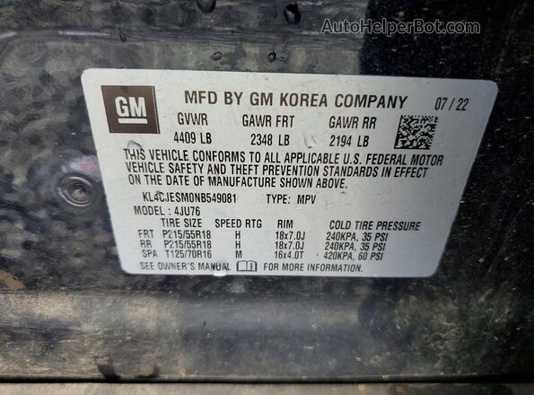 KL4CJESM0NB549081 2022 BUICK ENCORE Black Vista del compartimento del motor