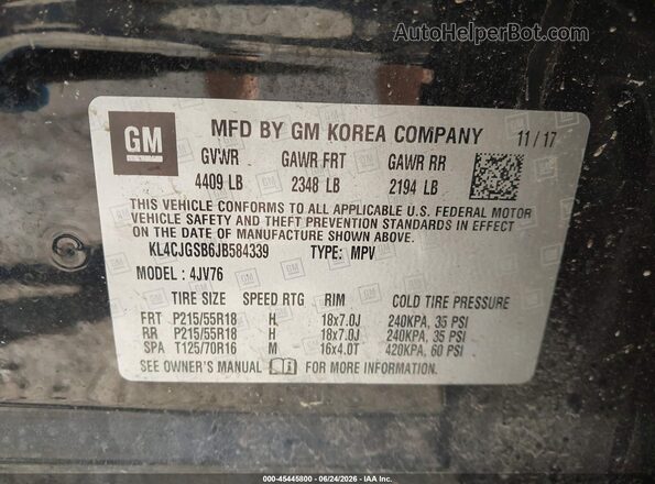 KL4CJGSB6JB584339 2018 BUICK ENCORE Черный Вид подкапотного пространства
