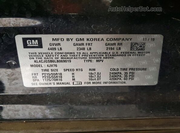 KL4CJGSB6LB069019 2020 BUICK ENCORE Black Engine compartment view