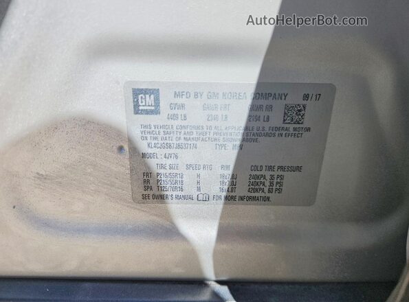 KL4CJGSB7JB537174 2018 BUICK ENCORE Silver Widok komory silnika