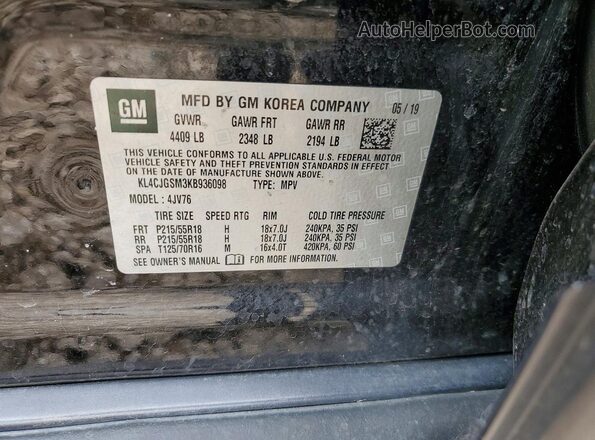 KL4CJGSM3KB936098 2019 BUICK ENCORE Black VIN կոդի պիտակի տեսք