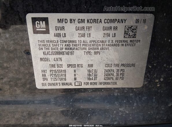 KL4CJGSM8KB746197 2019 BUICK ENCORE Black Вид підкапотного простору