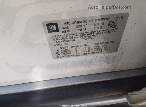KL4CJHSB8JB625933 2018 BUICK ENCORE Белый Вид подкапотного пространства